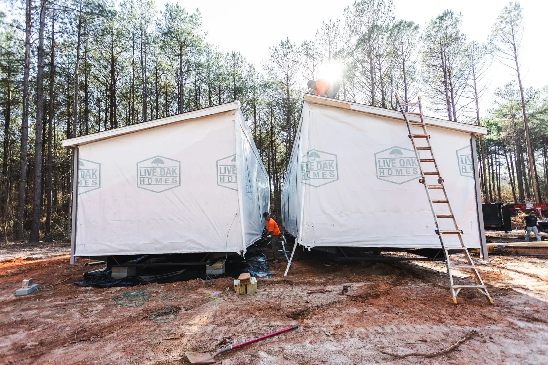 Double wide centerline roof work.