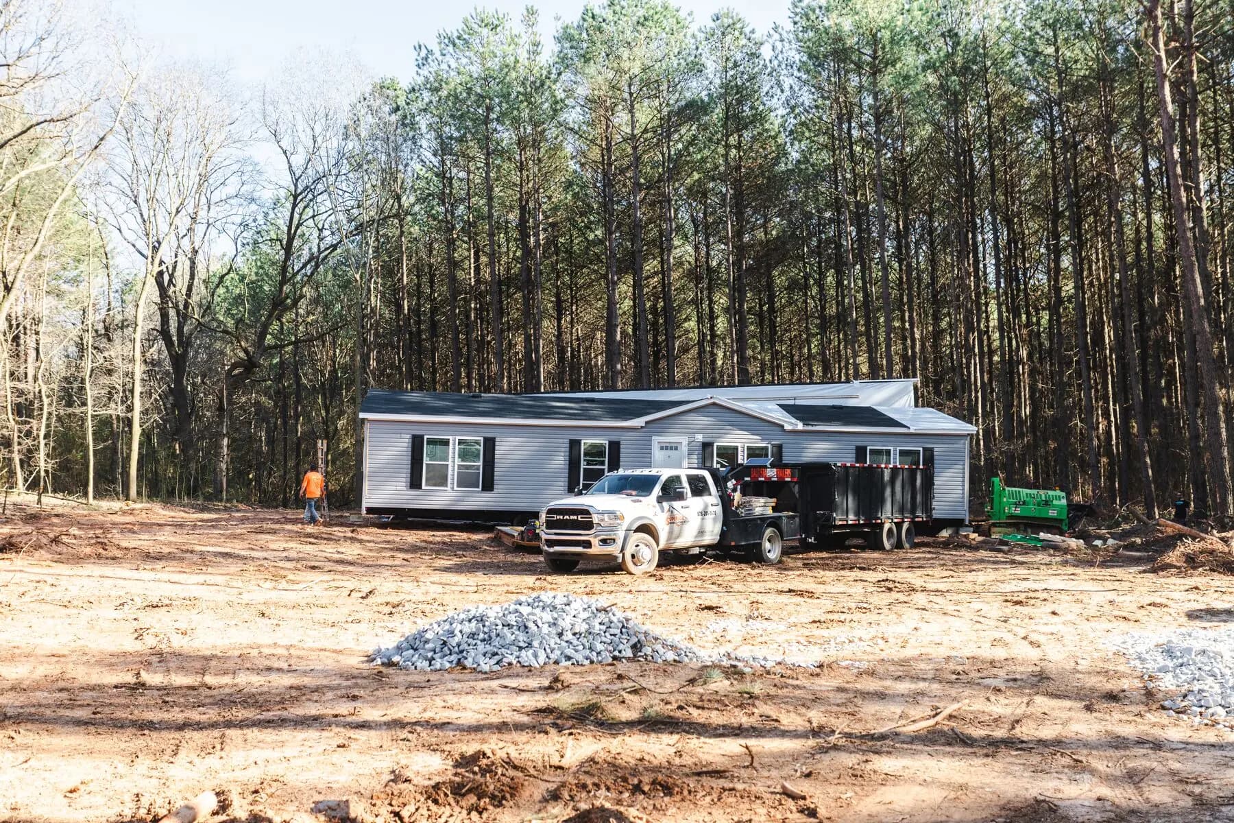 Double wide home after placement.