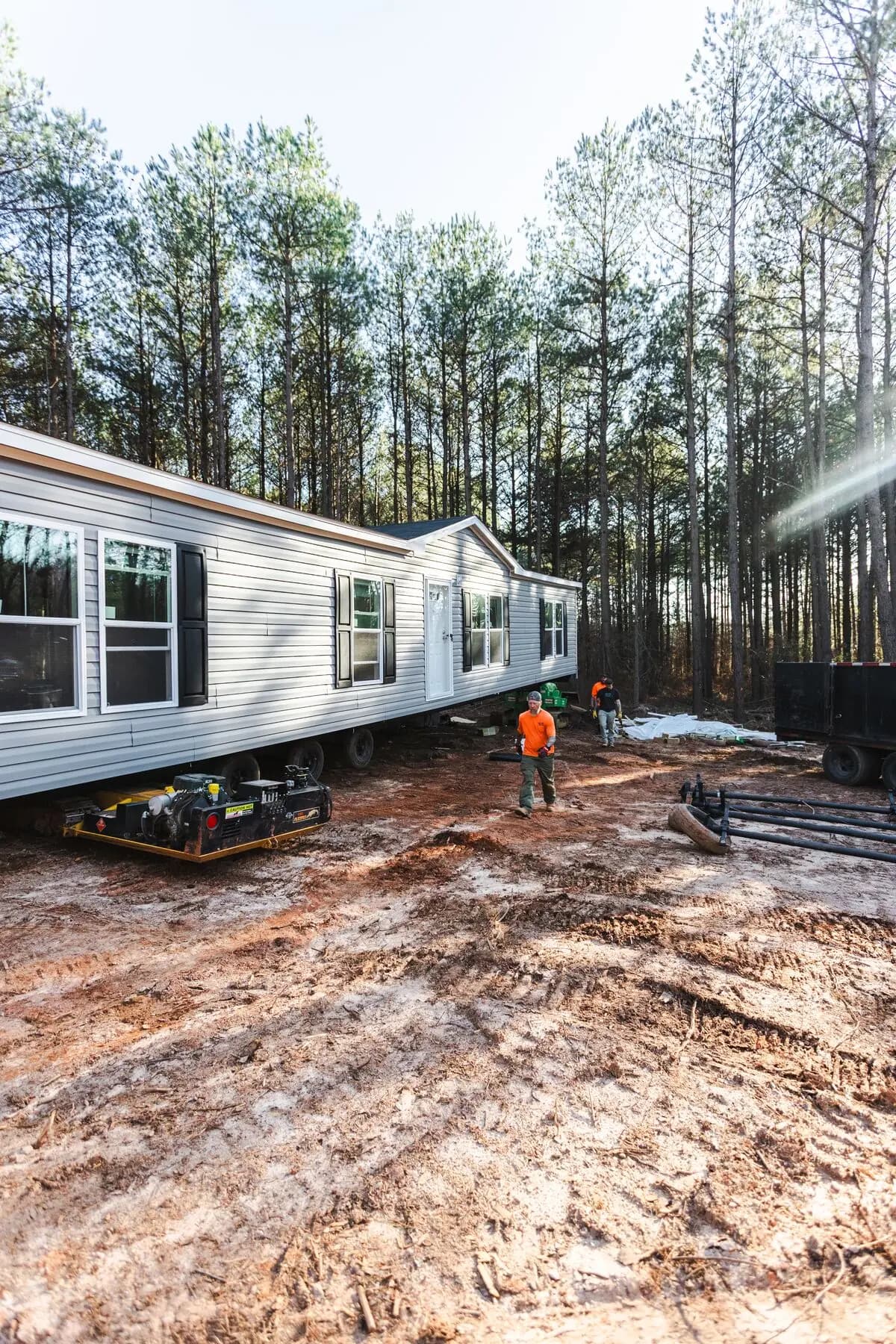 Double wide home setup side view.