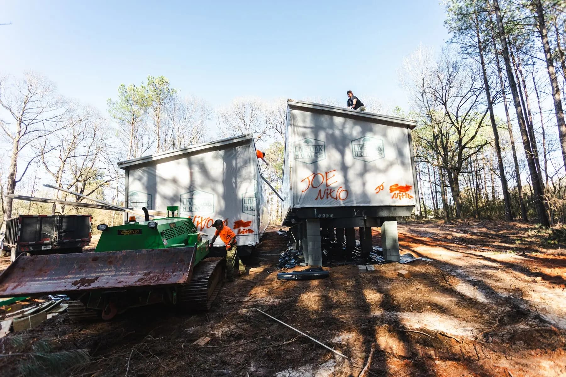 Home section leveled with roof crew.