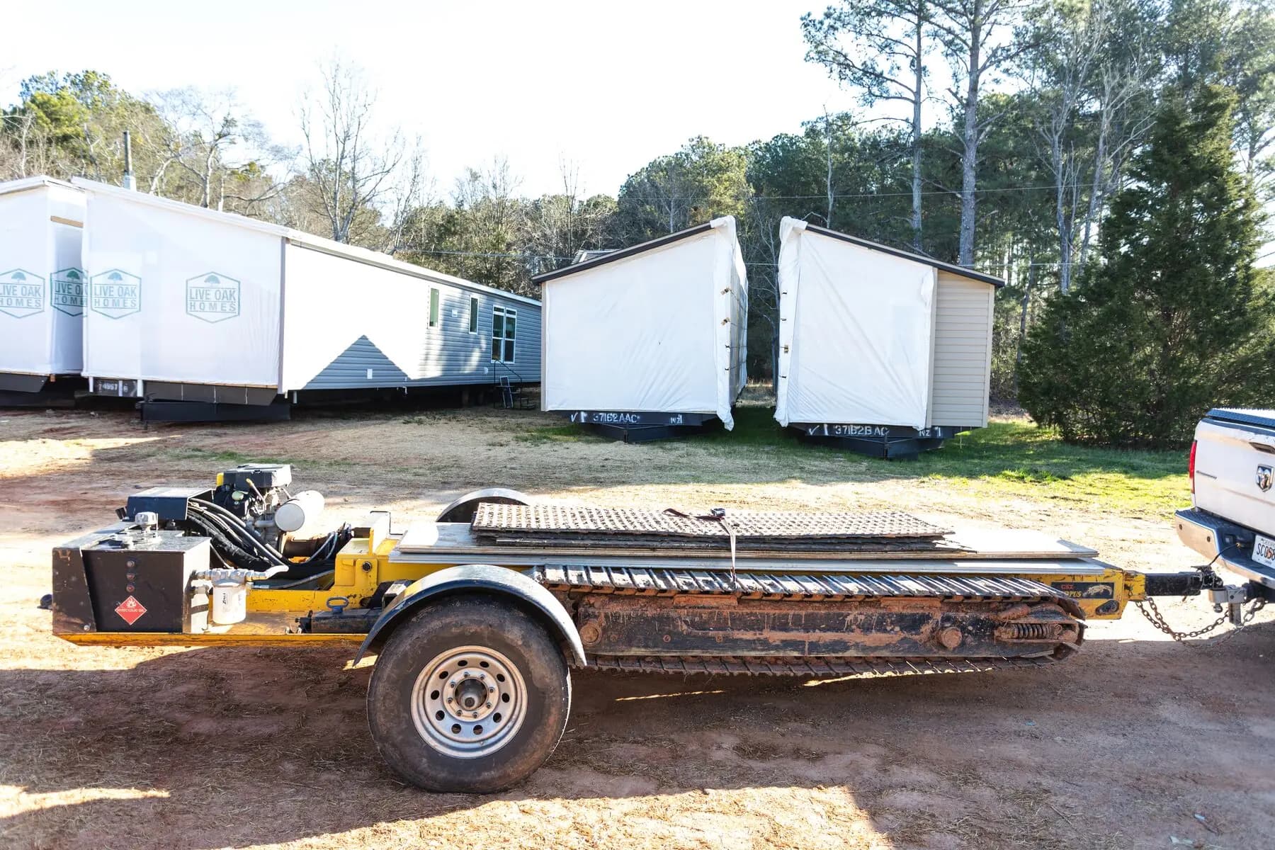 Mobile home moving equipment trailer.