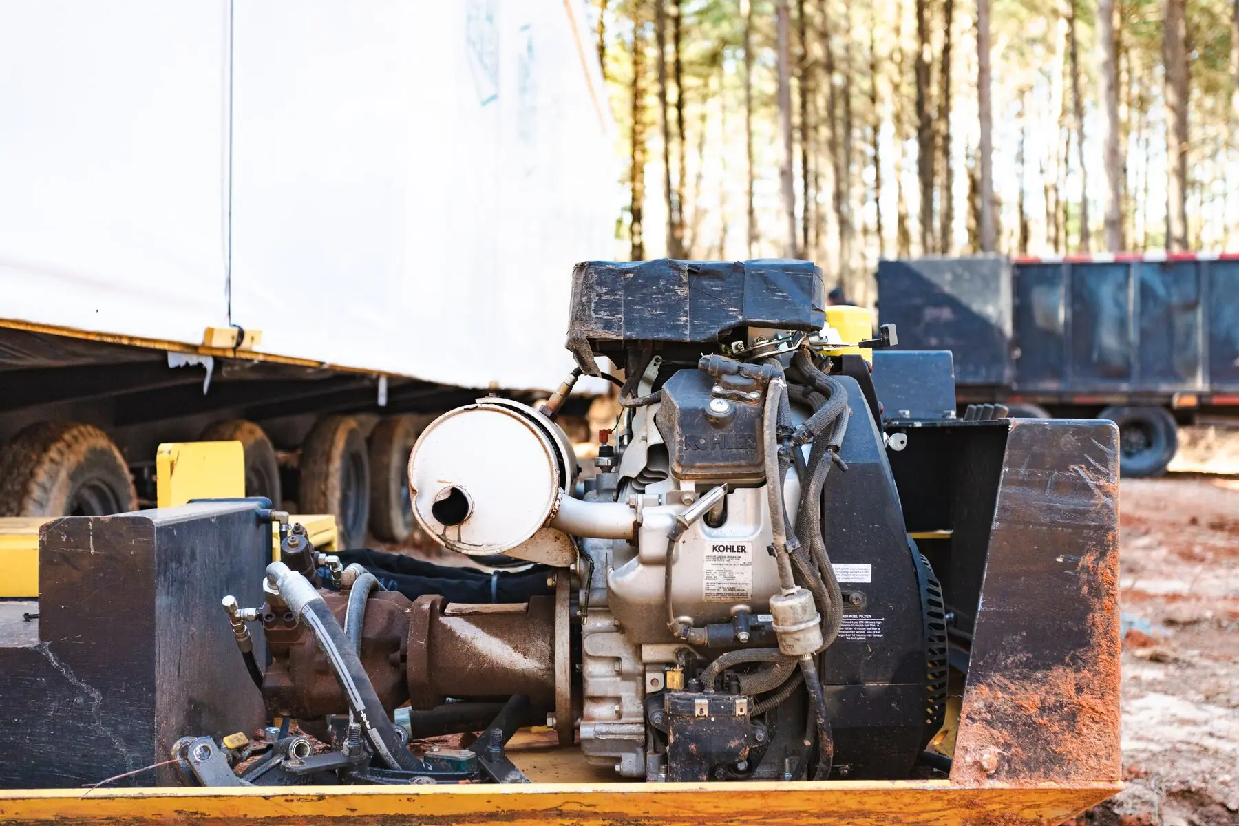 Mobile home moving power equipment.