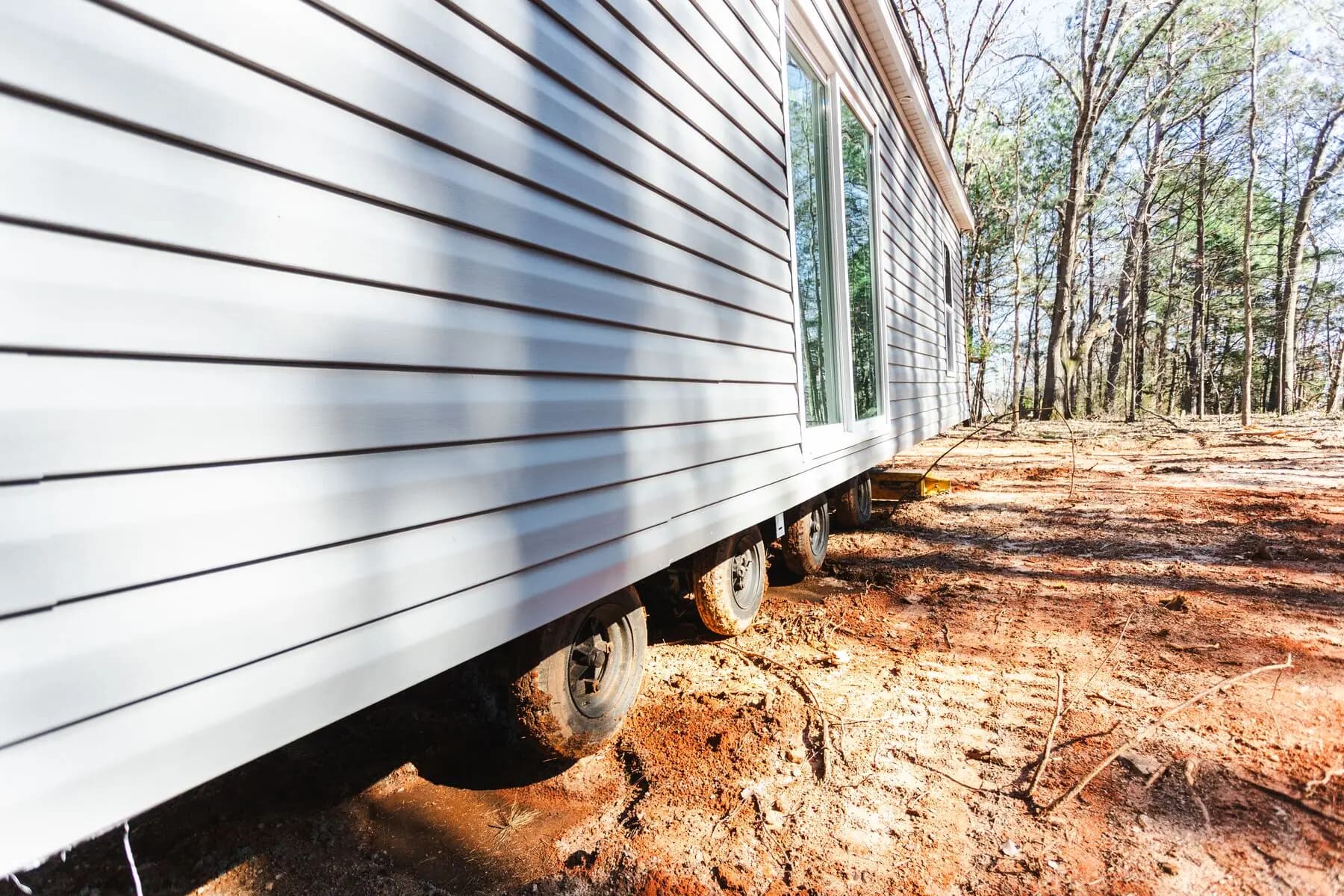 Mobile home wheels and running gear.