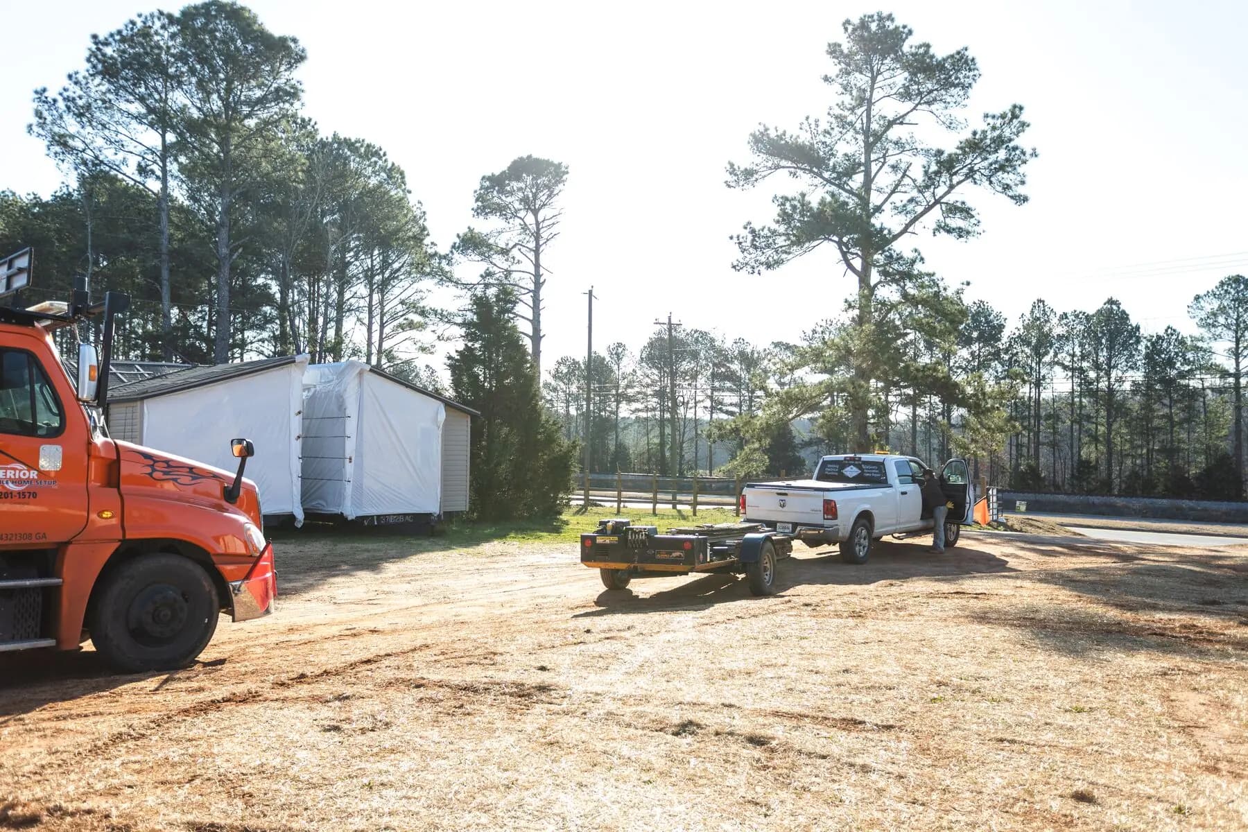 Move support trucks and equipment.